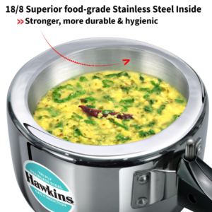 Hawkins 1.5 Litre Triply Stainless Steel Pressure Cooker, Inner Lid Induction Baby Cooker, Silver (HSST15)