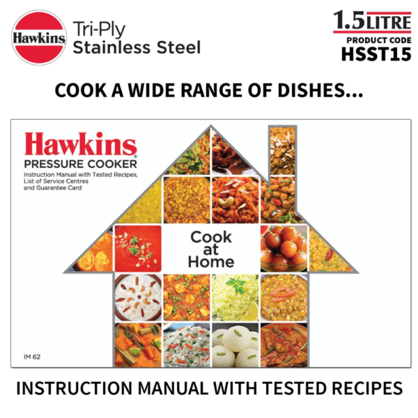 Hawkins 1.5 Litre Triply Stainless Steel Pressure Cooker, Inner Lid Induction Baby Cooker, Silver (HSST15) - Image 10