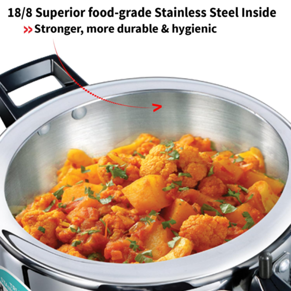Hawkins 3.5 Litre Triply Stainless Steel Pressure Cooker, Inner Lid Cooker, Silver (HSST35) - Image 3