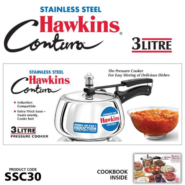 Hawkins 3 Litre Contura Pressure Cooker, Stainless Steel Inner Lid Cooker, Handi Cooker, Induction Cooker, Silver (SSC30) - Image 7