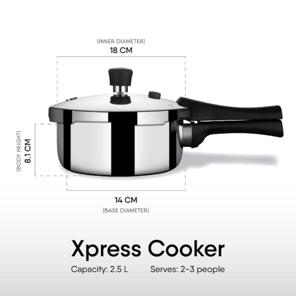 Stahl Xpress Cooker Triply Pressure Cooker Broad, Induction Cooker, Outer Lid pressure cooker 2.5 L, Induction & Gas Stove Compatible, 5 Years Warranty - Image 8