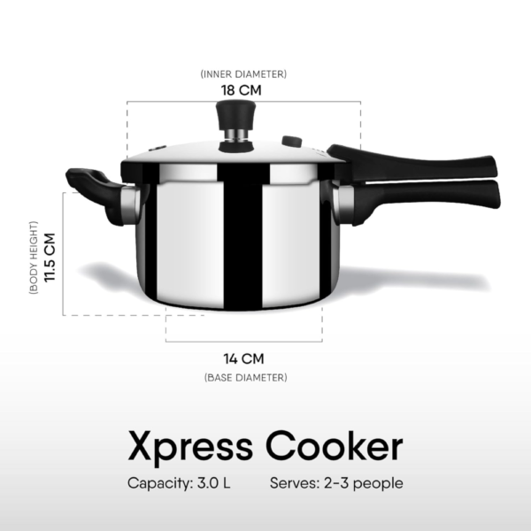 Stahl Xpress Cooker Triply Pressure Cooker Tall, Induction Cooker, Outer Lid Pressure Cooker 3 L, Induction & Gas Stove Compatible, 5 Years Warranty - Image 8