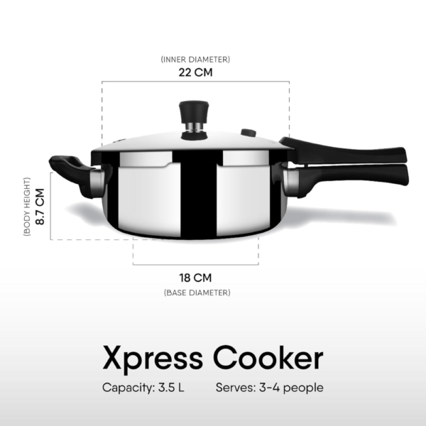 Stahl Xpress Cooker Triply Pressure Cooker Pan, Induction Cooker, Outer Lid Pressure Cooker 3.5 L, Induction & Gas Stove Compatible, 5 Years Warranty - Image 8