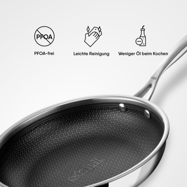 Stahl Artisan Hybrid Triply Frying Pan with Lid, Fry pan Induction Base, Frying pan Non Stick, Omelette Pan Non Stick, Frying pan Stainless Steel, 1.1 L, 20 cm - Image 8
