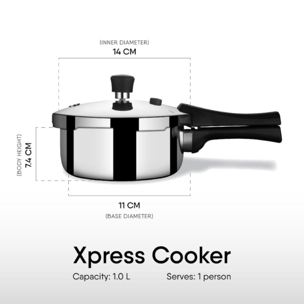 Stahl Xpress Cooker Triply Pressure Cooker Baby, Induction Cooker, Outer Lid Pressure Cooker 1 Liters, Induction & Gas Stove Compatible, 5 Years Warranty,Stainless steel,Silver - Image 8