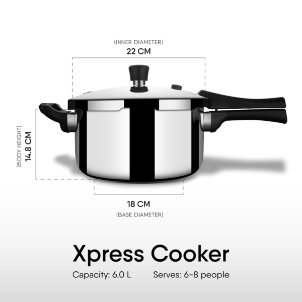 Stahl Xpress Cooker Triply Pressure Cooker Broad, Induction Cooker, Outer Lid Pressure Cooker 6 L, Induction & Gas Stove Compatible, 5 Years Warranty - Image 8