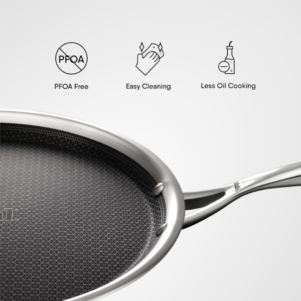 Stahl Triply Stainless Steel Non Stick Tawa | Tri Ply Dosa Tawa | Stainless Steel Scratch Resistant Dosa Tawa with Induction Base | Hybrid 6932, Dia 32 cm - Image 5