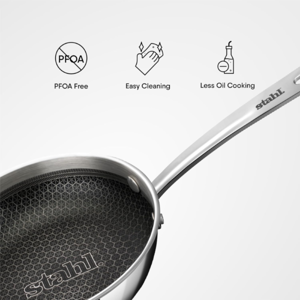 Stahl Artisan Hybrid Triply Frying Pan, Fry pan Induction Base, Frying pan Non Stick, Omelette Pan Non Stick, Frying pan Stainless Steel, 0.8 L, 16 cm - Image 5