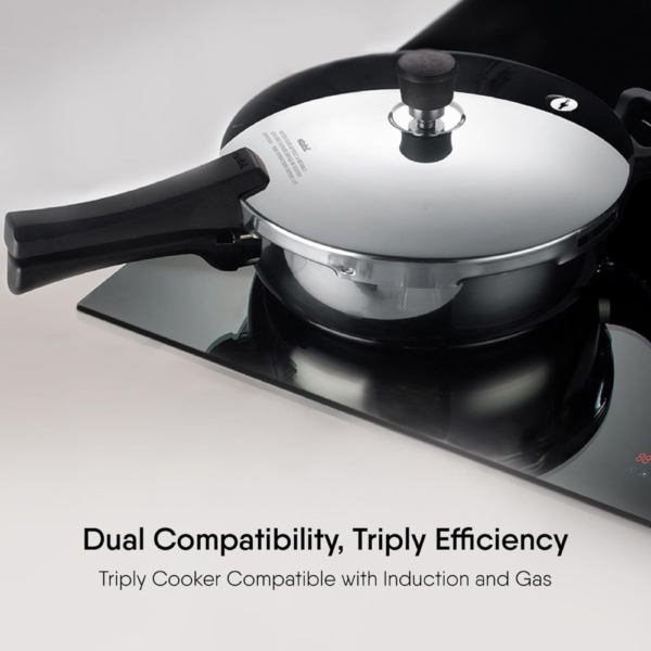 Stahl Xpress Cooker Triply Pressure Cooker Broad, Induction Cooker, Outer Lid Pressure Cooker 8 Liters, Induction & Gas Stove Compatible, 5 Years Warranty, Stainless Steel, Silver - Image 7