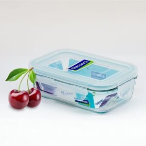 GLASSLOCK Korea Tempered Glass Container, 400 ml, Rectangle – Microwave Safe Food Storage Box with Lid, Airtight – Classic Type Kitchen Jar, Fridge Safe