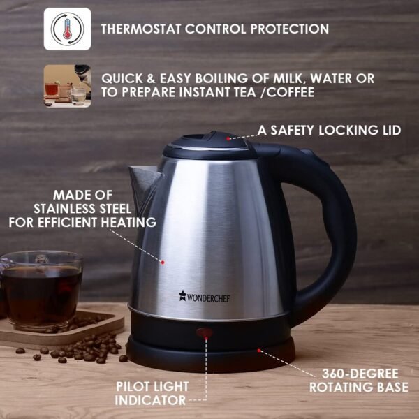 Wonderchef Crescent Electric Kettle 1.5 Litres, 2 years Warranty - Image 2