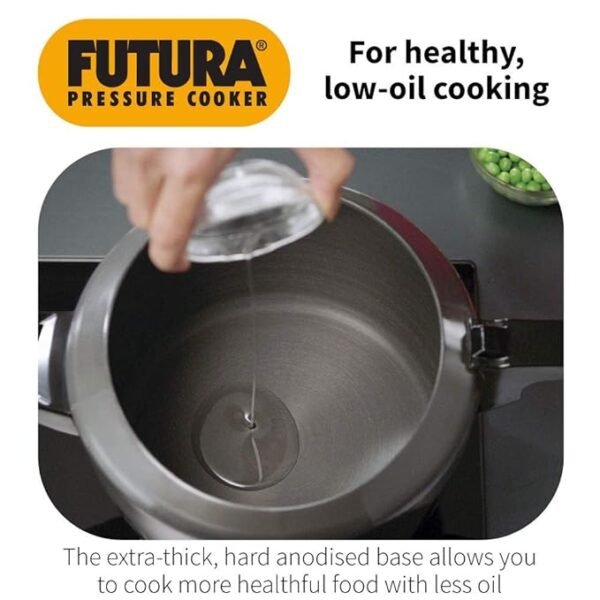Hawkins Futura 5 Litre Pressure Cooker, Hard Anodised Inner Lid Pressure Cooker, Induction Cooker, Pan Cooker, Black (IFP50) - Image 3