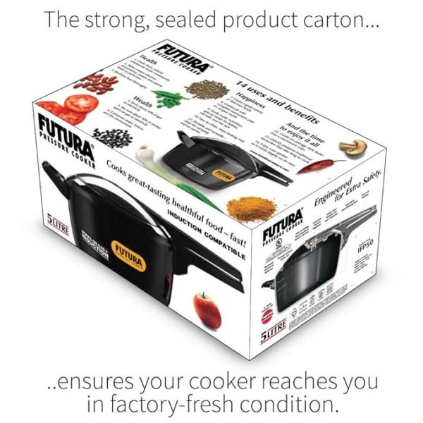 Hawkins Futura 5 Litre Pressure Cooker, Hard Anodised Inner Lid Pressure Cooker, Induction Cooker, Pan Cooker, Black (IFP50) - Image 4